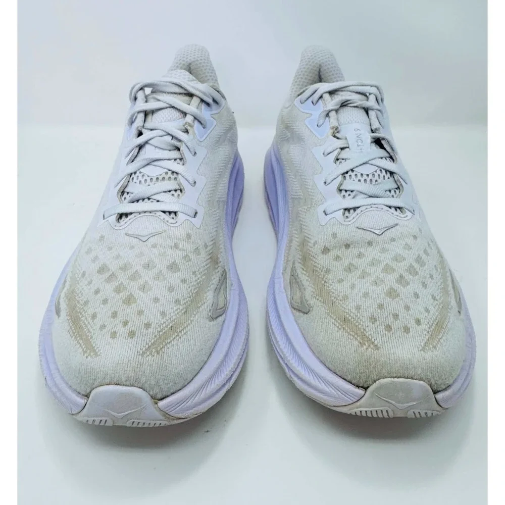 Hoka One One Clifton 9 Shoes Womens Size 12B White Purple 1127896 SGLW Comfort